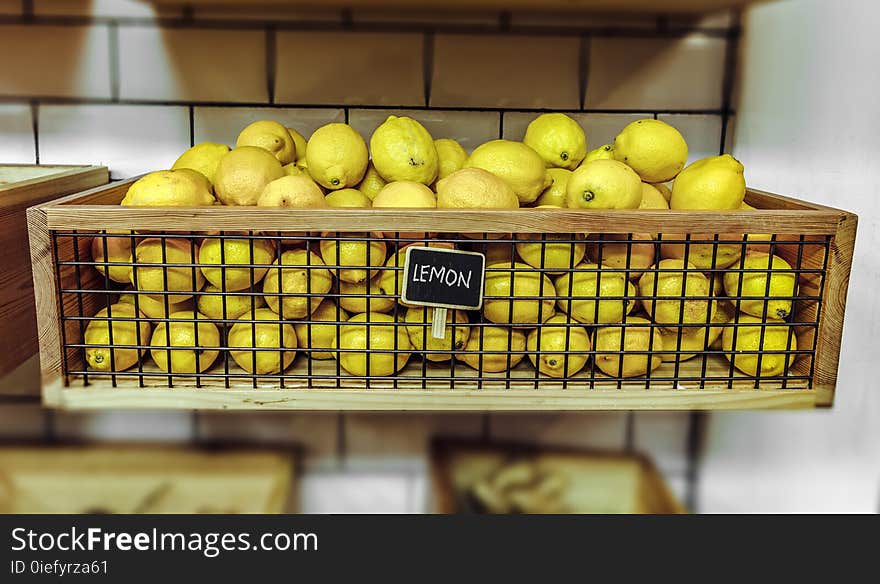 Lemons Inside A Wooden Crate