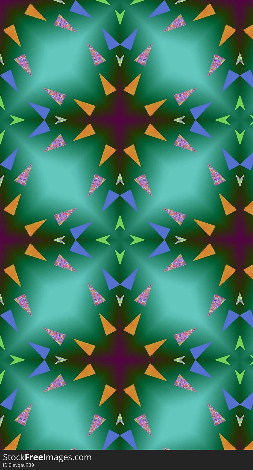 A background of textured rotating triangles in yellow, pink and blue with brown geometric shapes over a green delightful illuminating background. background for mobile devices. A background of textured rotating triangles in yellow, pink and blue with brown geometric shapes over a green delightful illuminating background. background for mobile devices.