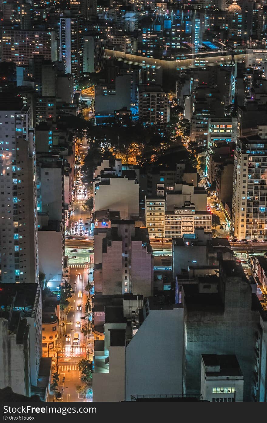 Aerial Photo of City at Nighttime