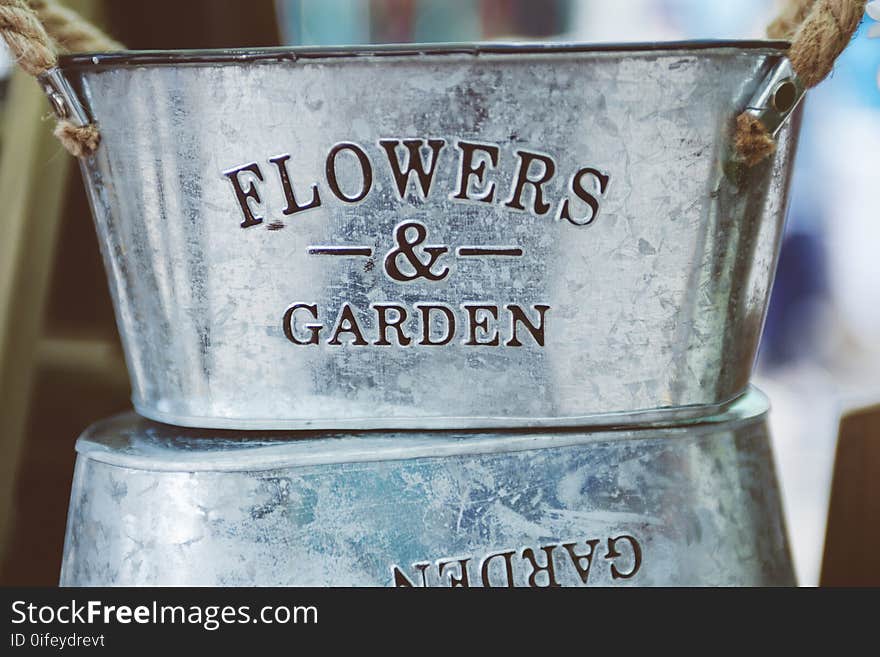 Gray Steel Flower and Garden Bucket