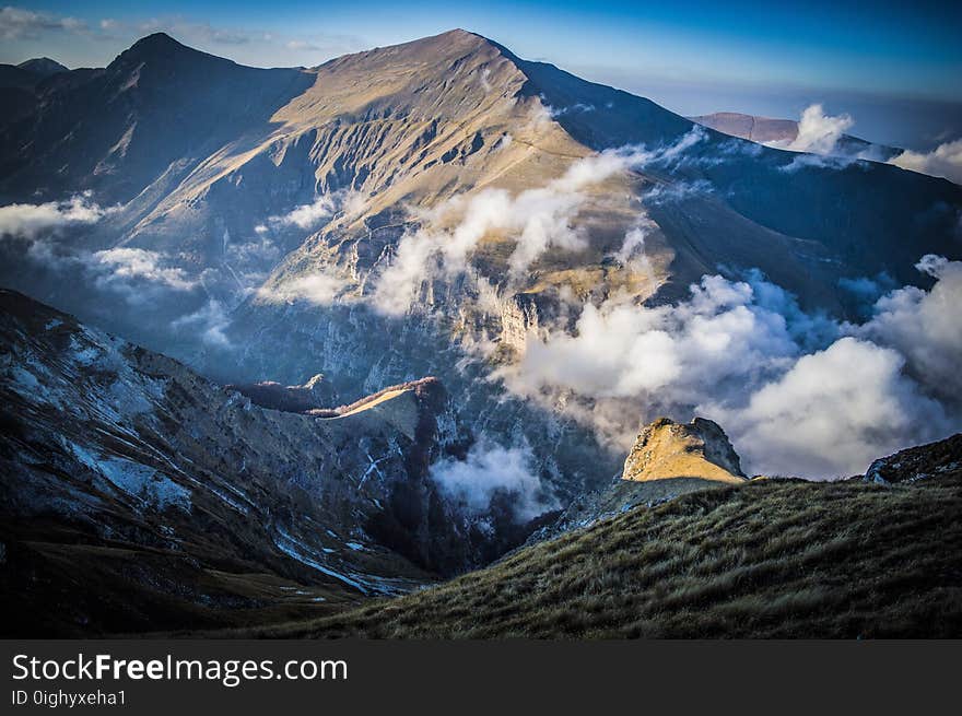 Aerial-photo of Mountain With Clouds