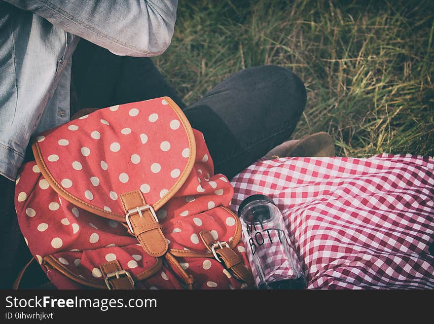 Woman&#x27;s Red With Polka Dot Print Backpack