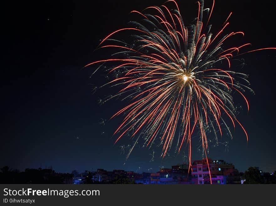 Fireworks Display over Building