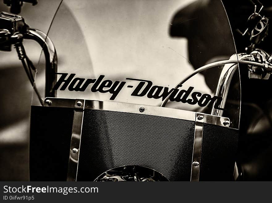 Graysacle Photography of Black Harley-davidson Motorcycle