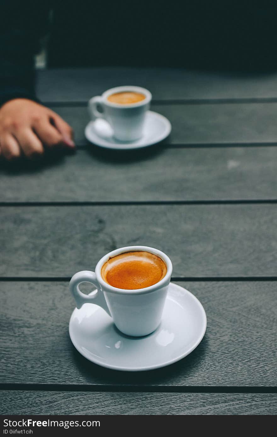 White Ceramic Coffee Cup and Saucer