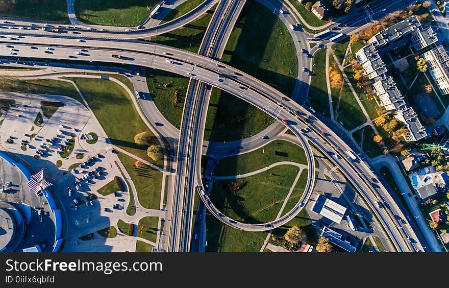 Aerial Photography of Concrete Bridge