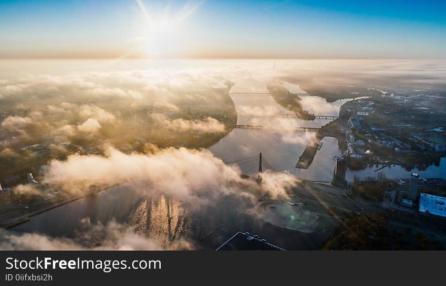 White Clouds Through the Sun Scenery