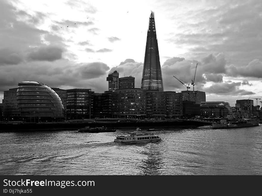 Architecture, Black-and-white, Boat