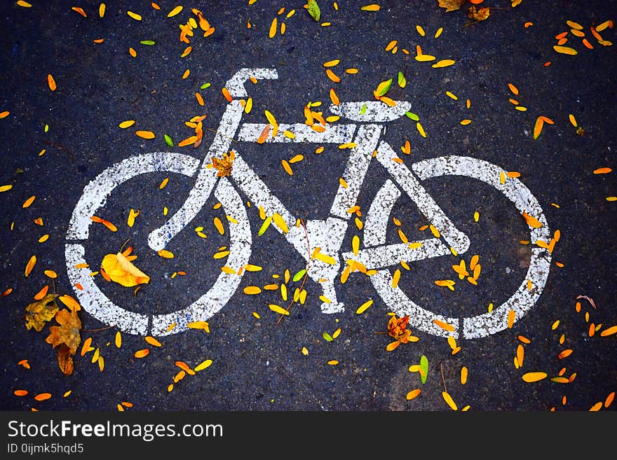 White Bicycle Road Sign