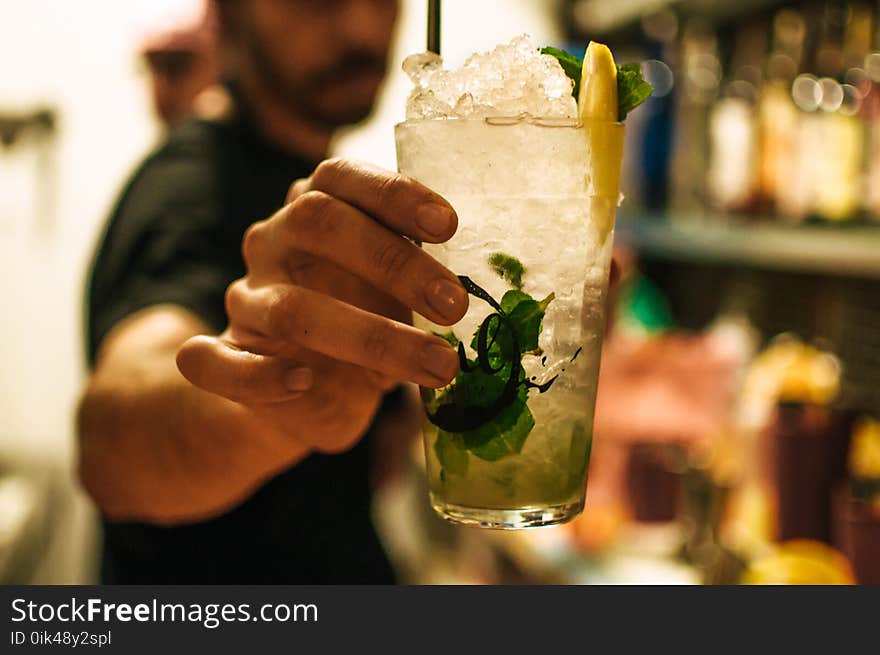 Drinking Glass With Liquid And Ice