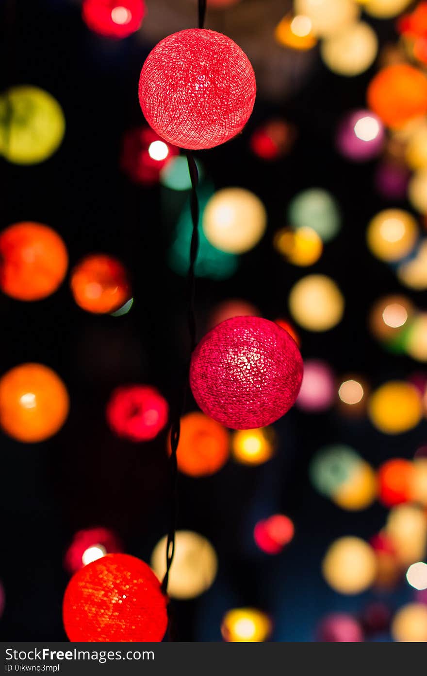 Colored Christmas Garland Lights On Black Background. Merry Christmas And Happy New Year