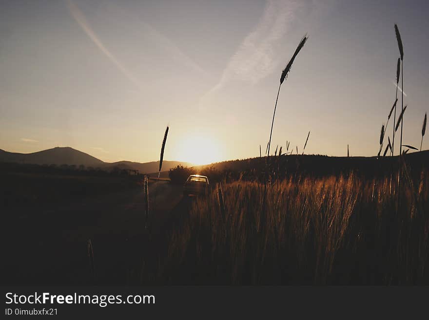 Backlit, Car, Clouds, Countryside