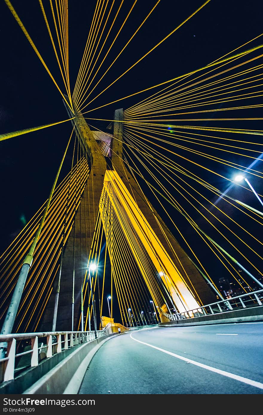 Bridge, Evening, Highway, Light