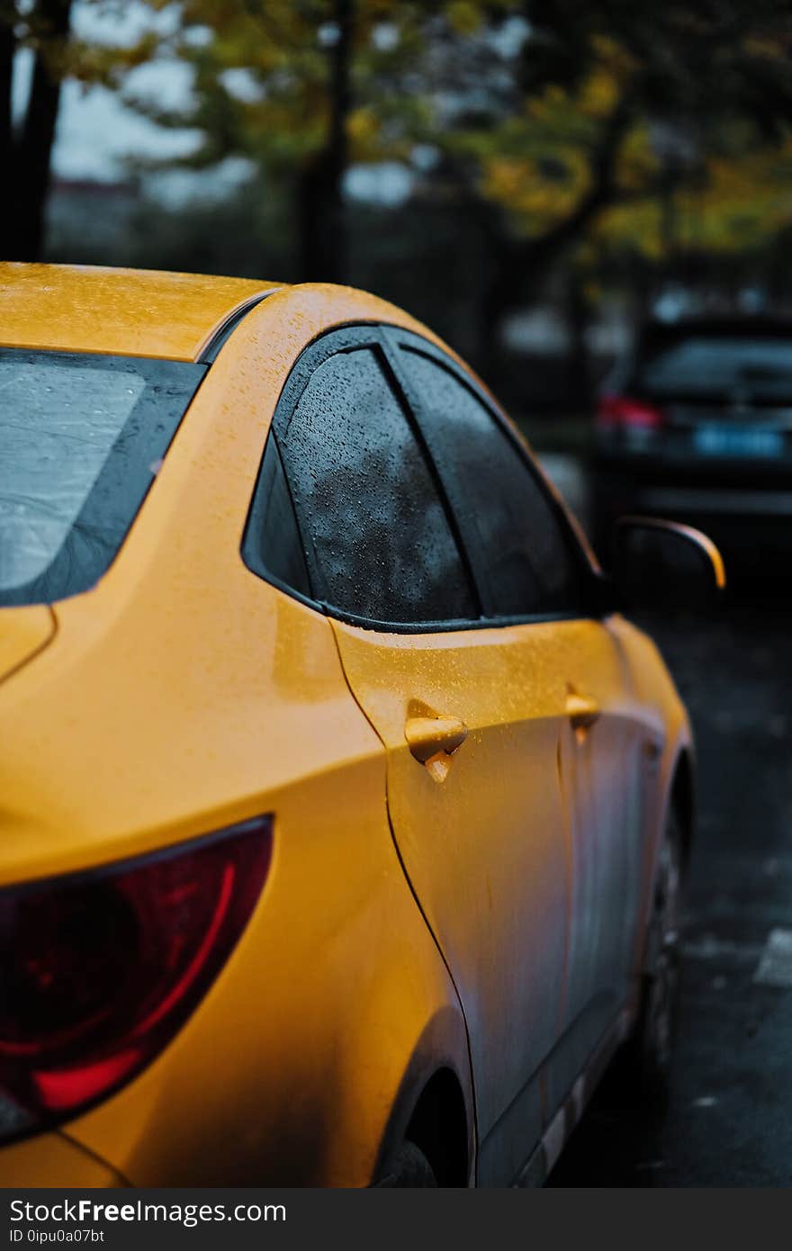 Closeup Photography of Yellow Car