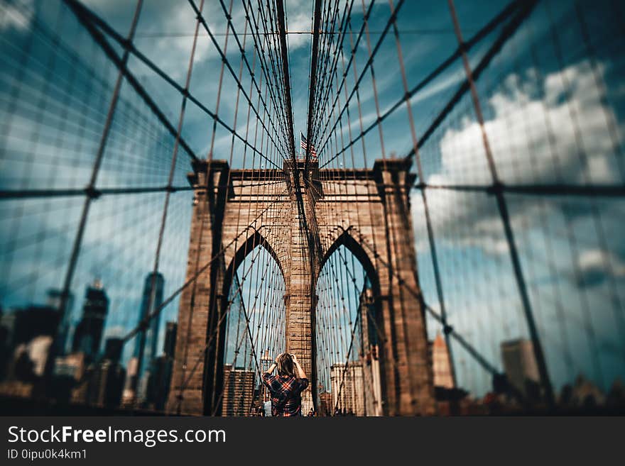 Blur Photo of Brooklyn Bridge at Daytime