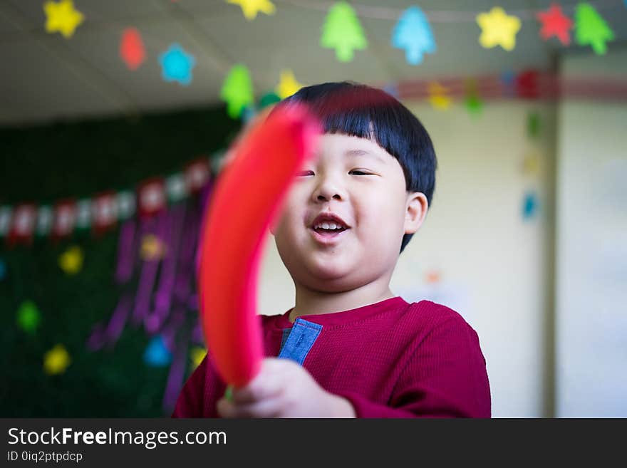 A boy prepares Christmas party