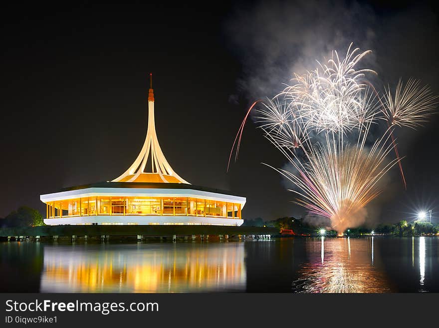 Fireworks at Saun Luang public park, Most popular destination in Bangkok Thailand. Fireworks at Saun Luang public park, Most popular destination in Bangkok Thailand