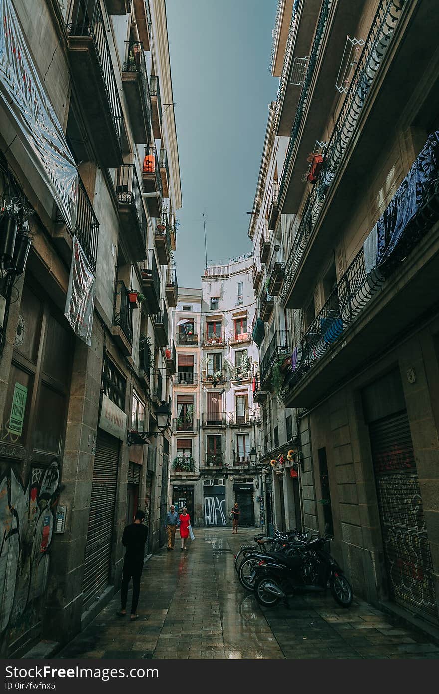 Low Angle Shot of Two People Walking on Alley