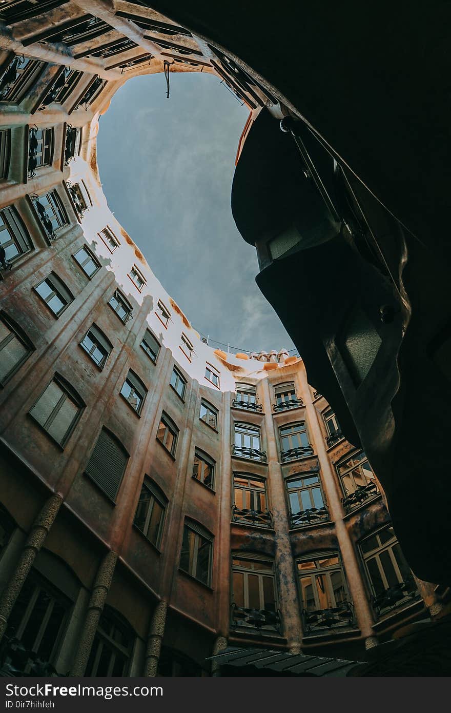 Worm Eye Photograph of Brown Building