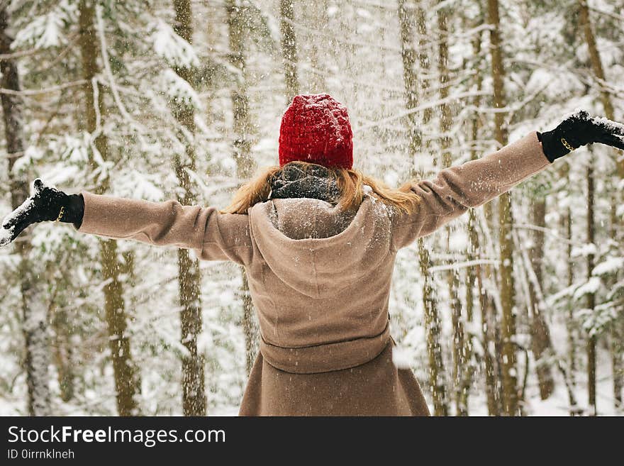 Woman Wearing Brown Coat