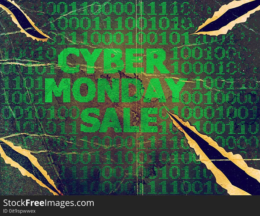 Grunge sale technology background for cyber monday with computer code. Grunge sale technology background for cyber monday with computer code.