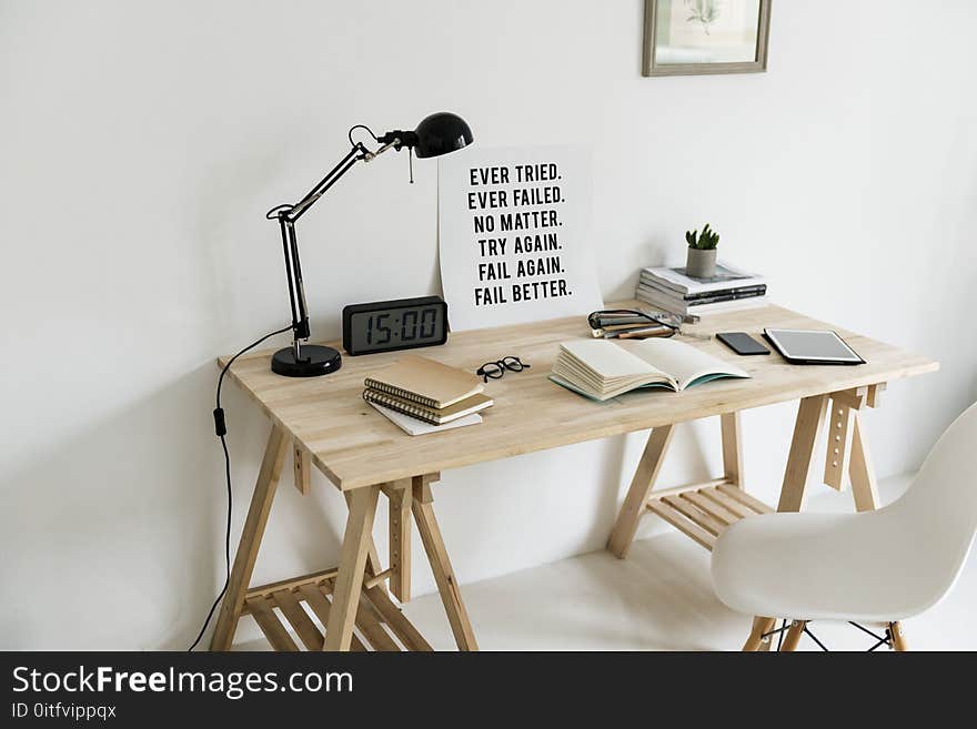 Wooden Desk With Books On Top