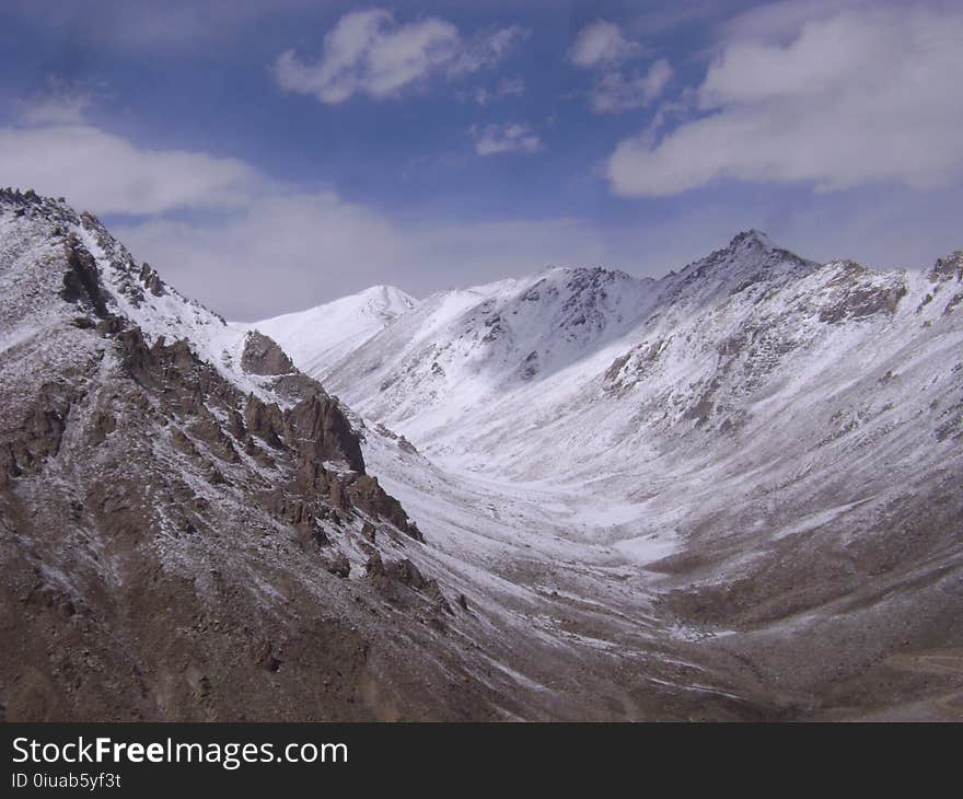 Snow Capped Mountain Under Cloudy Sky