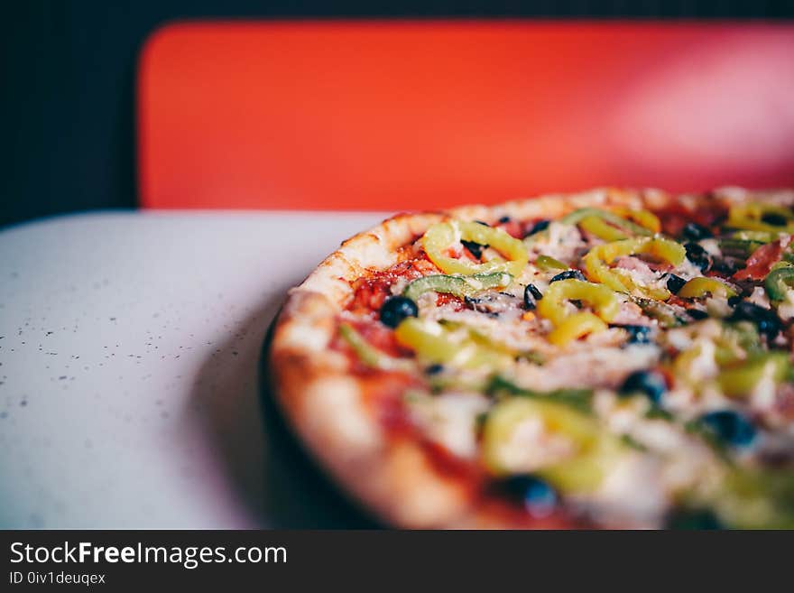 Closeup Photography of Pizza on White Surface