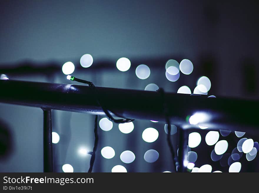 Black Metal Balustrade With String Lights