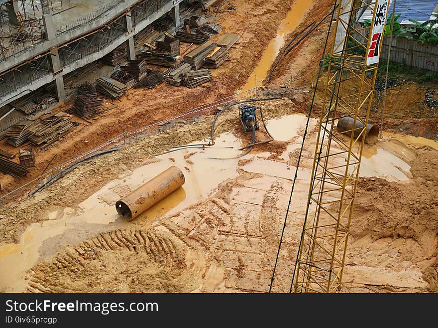 Construction, Soil, Sand, Wood