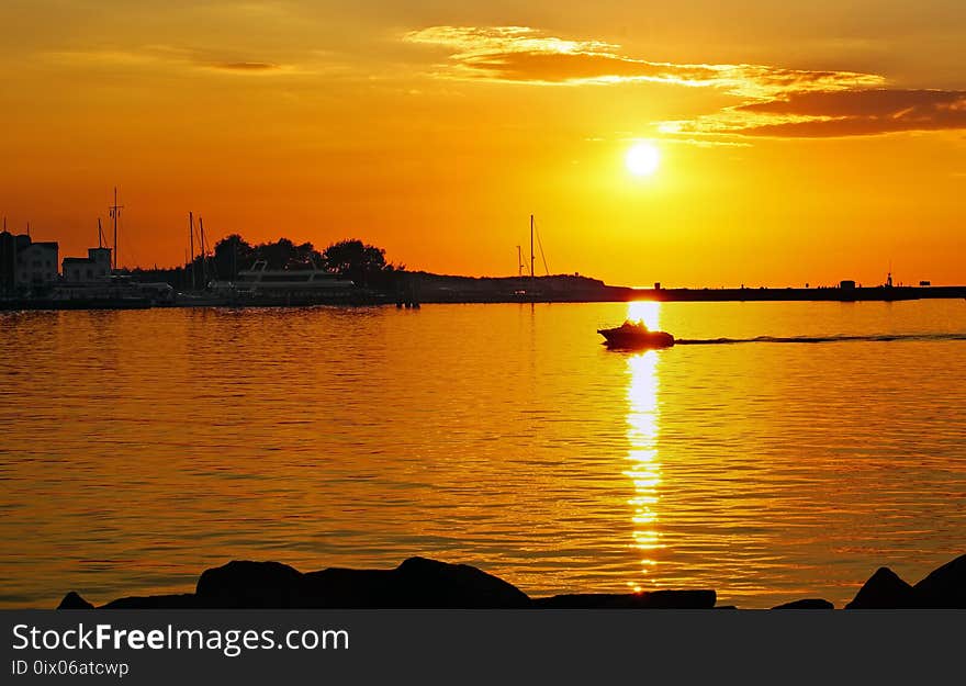 Sunset, Sky, Afterglow, Horizon