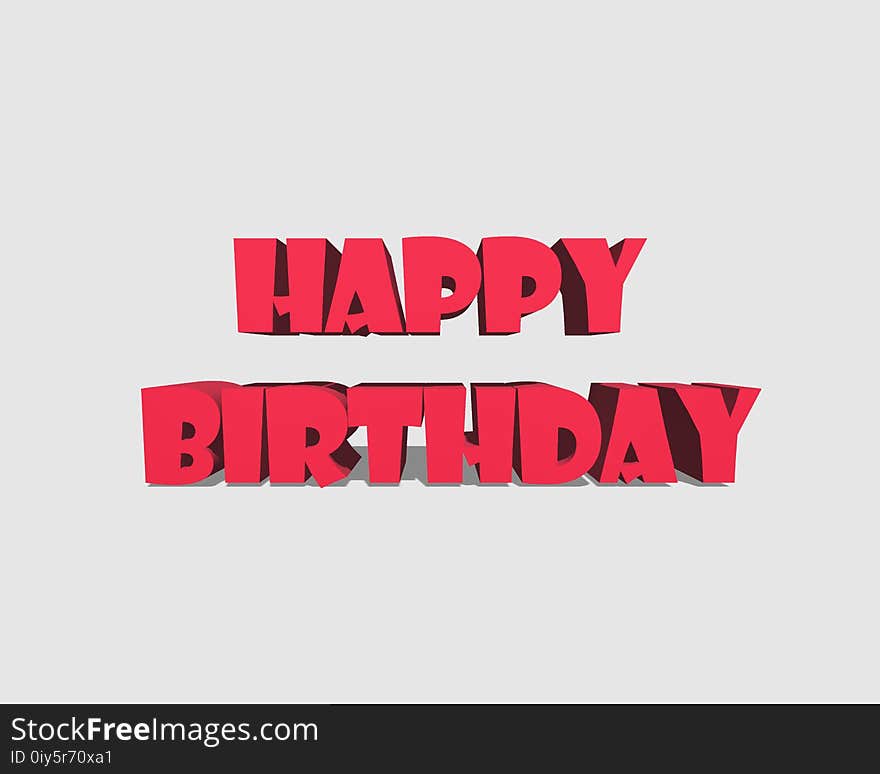 This is image is magenta color 3D Happy Birthday greeting illustration In white Background. This is image is magenta color 3D Happy Birthday greeting illustration In white Background