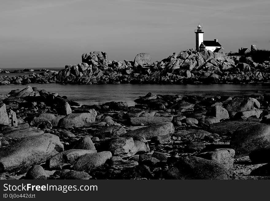 Black And White, Sky, Monochrome Photography, Shore