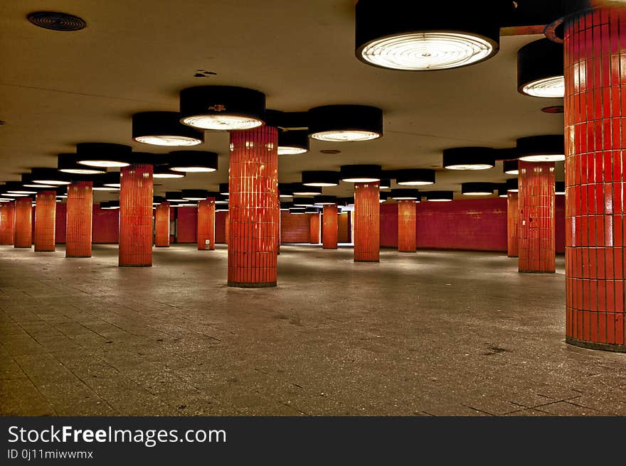 Red, Structure, Lighting, Flooring