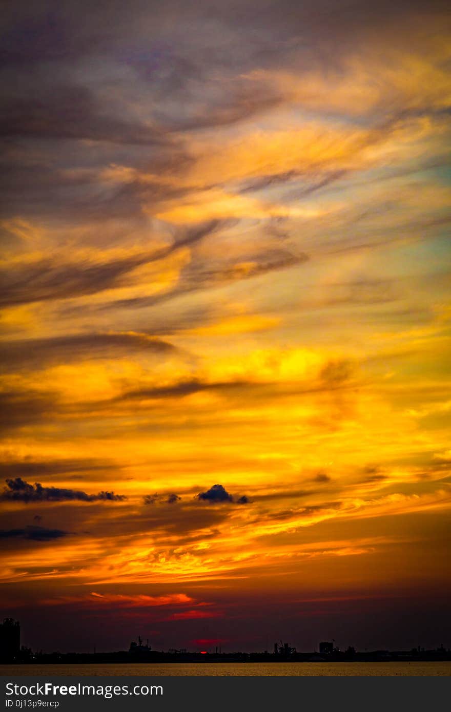 Sky, Afterglow, Horizon, Red Sky At Morning