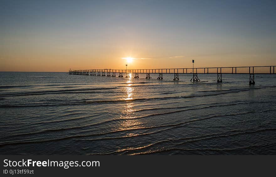 Sea, Horizon, Pier, Ocean