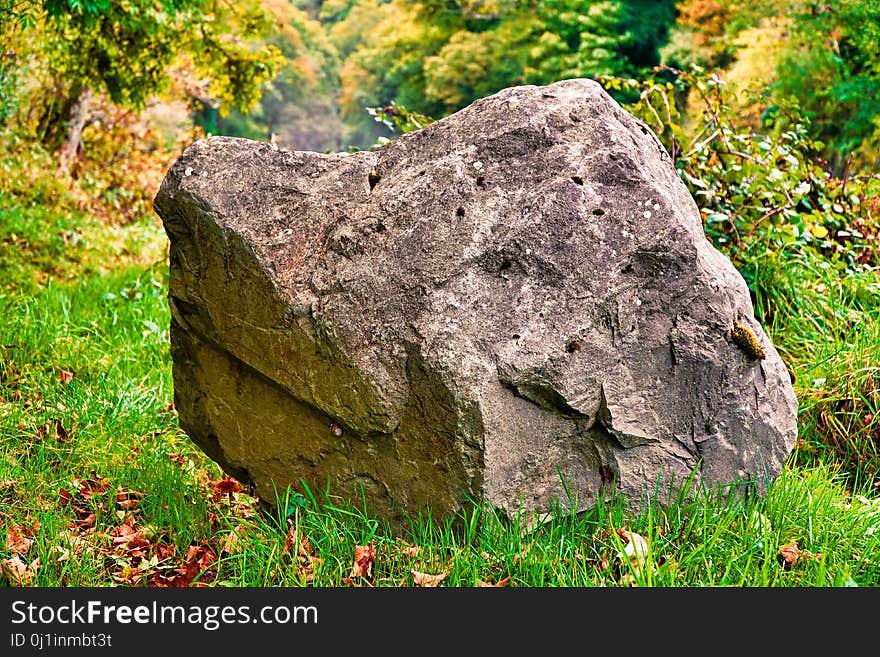 Rock, Grass, Vegetation, Boulder