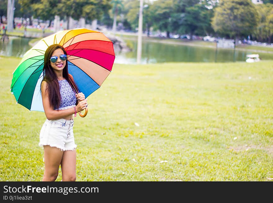 Umbrella, Yellow, Pink, Fun