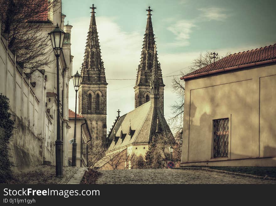 Sky, Spire, Town, Church