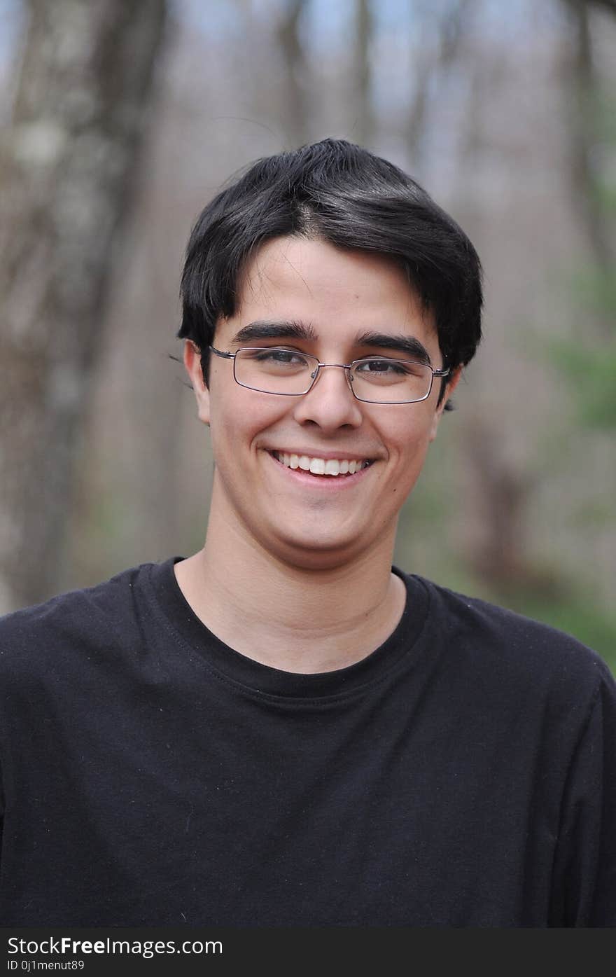 Sweet And Handsome Highschooler With Eyeglasses