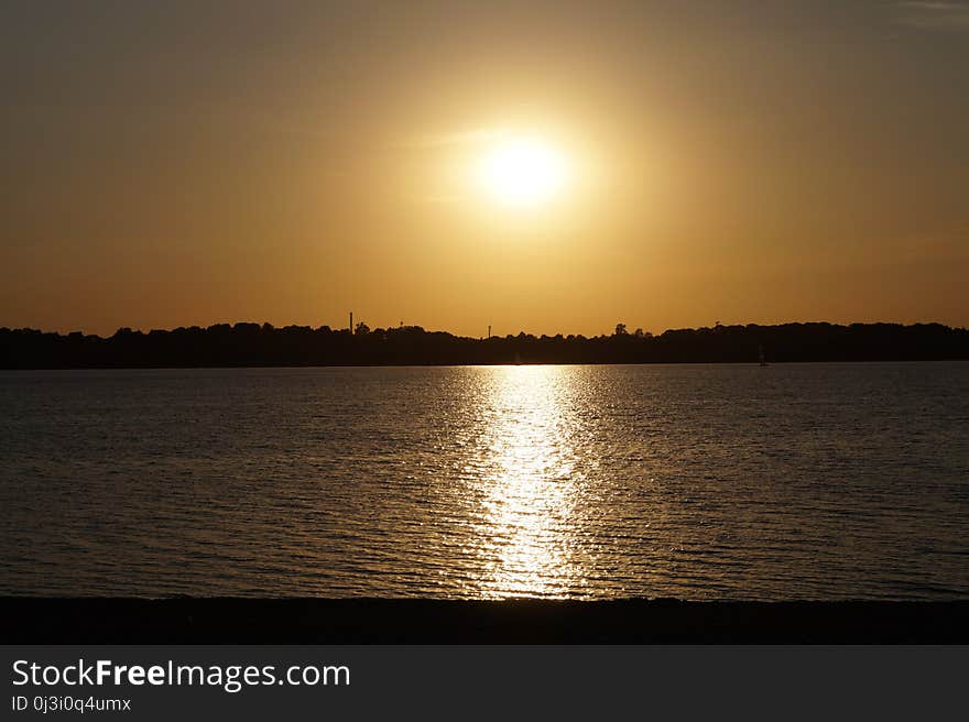 Horizon, Sky, Sunset, Reflection