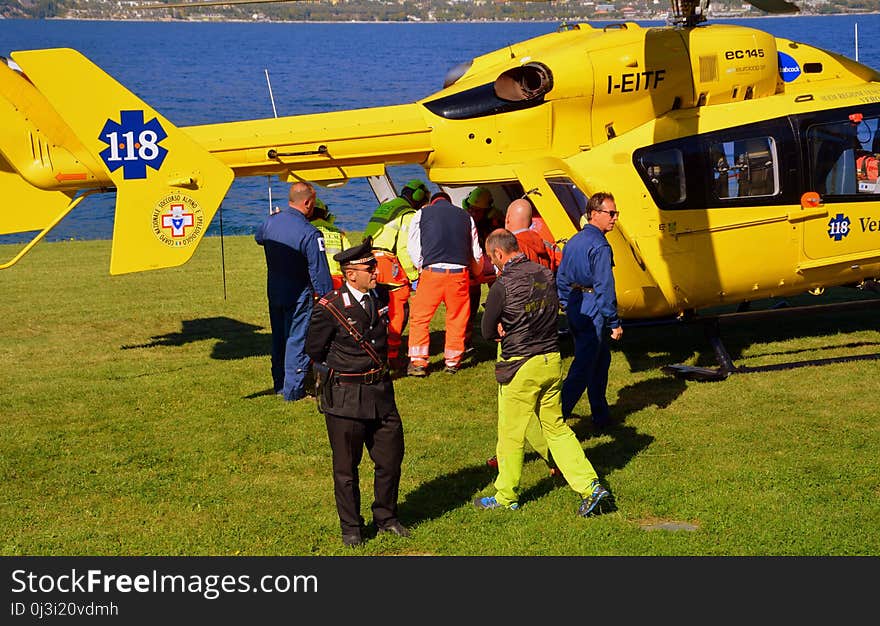 Helicopter, Yellow, Aircraft, Helicopter Rotor