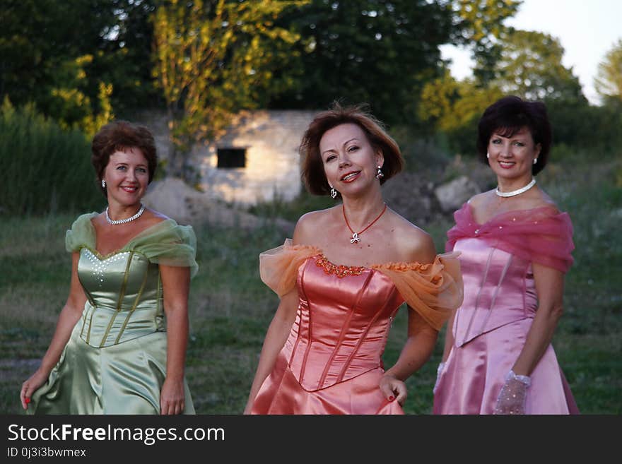 Woman, Pink, Dress, Lady