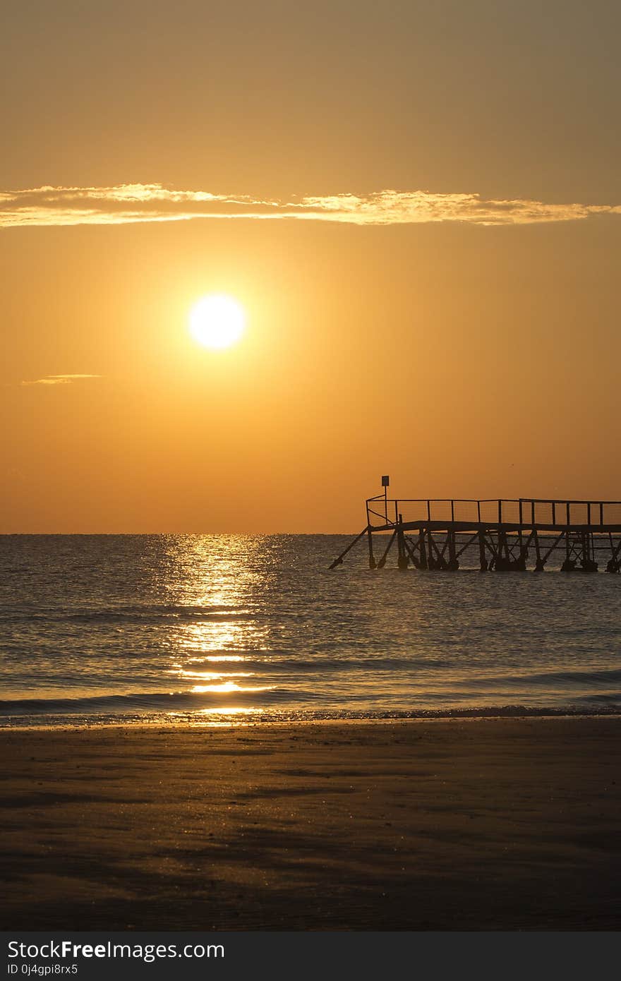 Horizon, Sea, Sunset, Sun