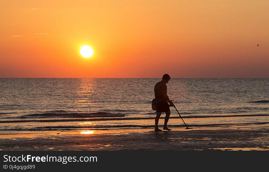 Sea, Horizon, Sunset, Sunrise