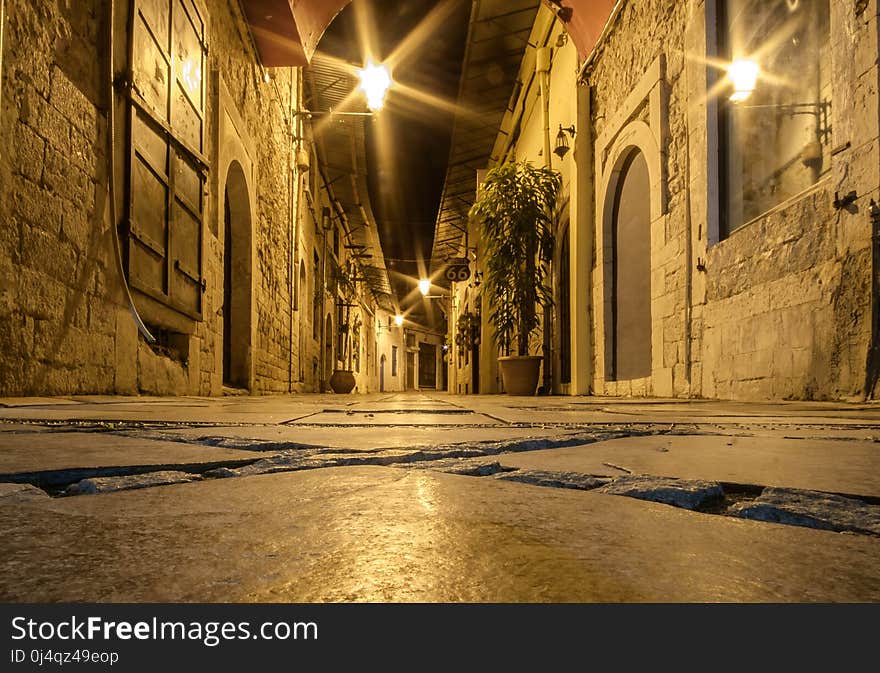 Night, Alley, Light, Urban Area