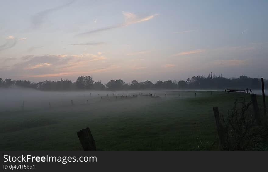 Sky, Dawn, Mist, Fog