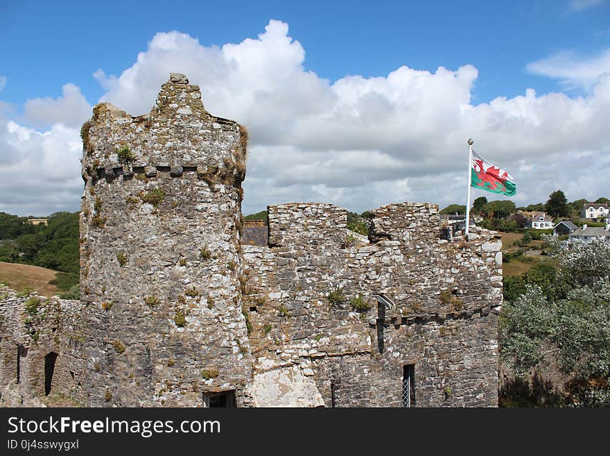 Sky, Ruins, Wall, Fortification