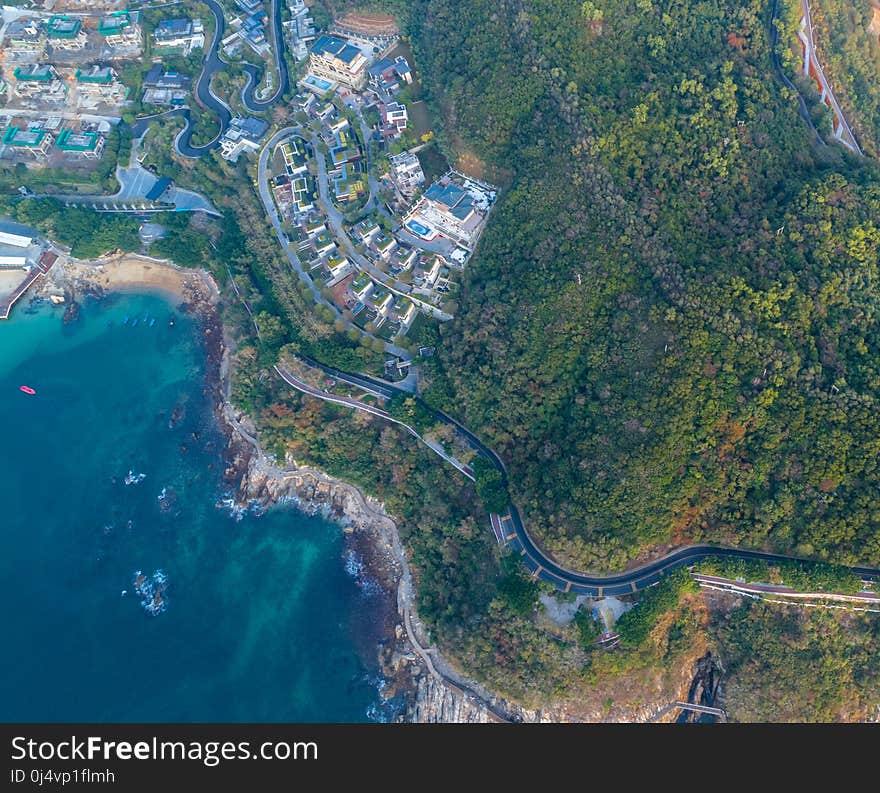 Aerial view of the coastline