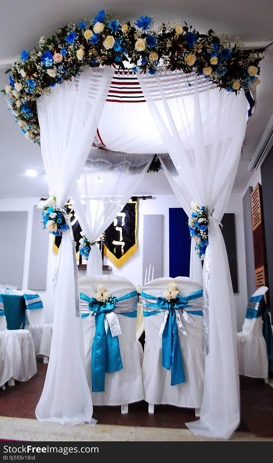 Blue, Flower, Ceremony, Function Hall